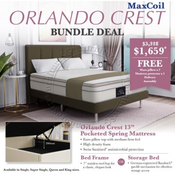 Maxcoil Orlando Crest Mattress & Bed Bundle