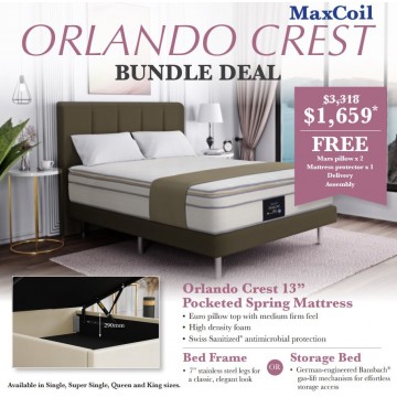 Maxcoil Orlando Crest Mattress & Bed Bundle