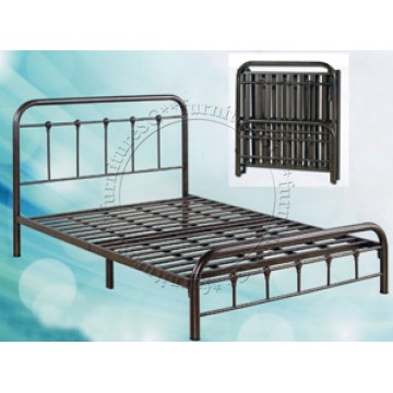 Alfred Queen Size Metal Bed (Heavy Duty) + Foam Mattress - Copper/Cream