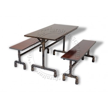 (CLEARANCE) Oreshon Industrial Dining Table and Bench Set