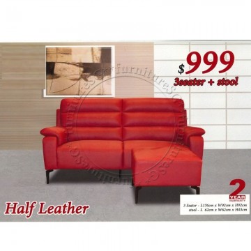 Albee 3 Seater L-Shape Sofa Set (Half Leather)