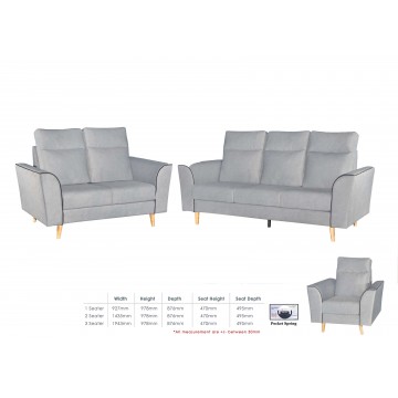 1/2/3 Seater Fabric Sofa Set FSF1110 (Pet Friendly) -Available in 10 Colors