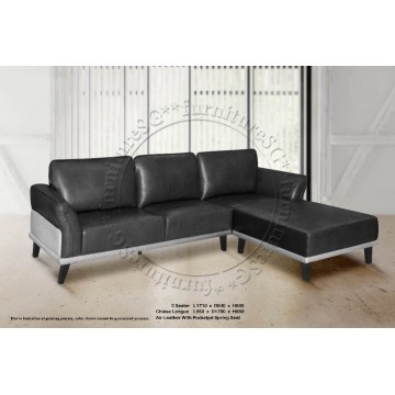 Devin L-Shaped PU/Half Leather Sofa