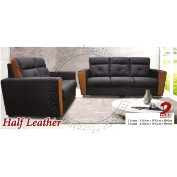 Milan 3+2 Seater Sofa Set (Half Leather) 2 Years Warranty