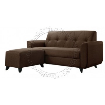 Katrina 3-Seater Fabric Sofa with Stool (Brown)