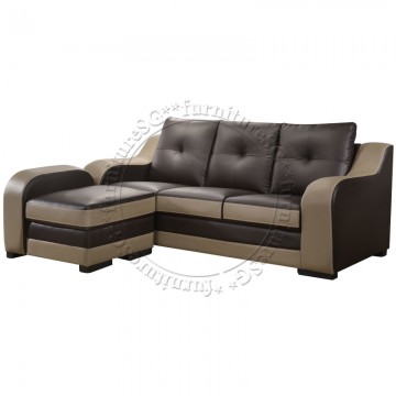 Malone Faux Leather 3-Seater Sofa + Stool