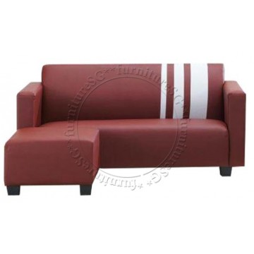 Charlie Faux Leather Sofa + Stool  (Red)