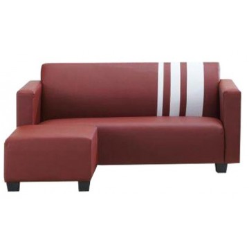 Charlie 3-seater Faux Leather Sofa + Stool  (Red)