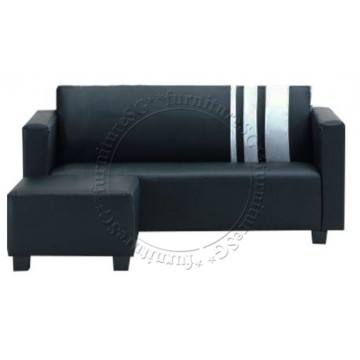 Charlie 3-seater Faux Leather Sofa + Stool (Black)