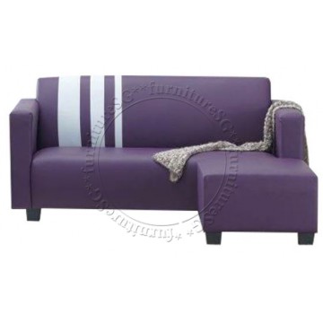 Charlie 3-seater Faux Leather Sofa + Stool  (Purple)