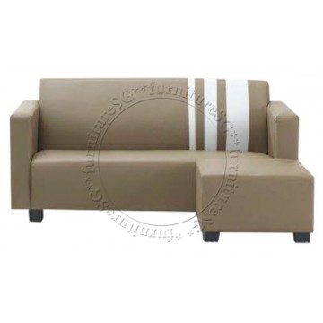 Charlie 3-seater Faux Leather Sofa + Stool (Khaki)