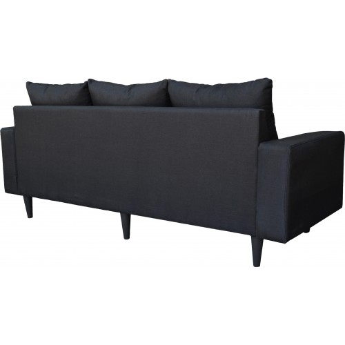 Karin 3-Seater Fabric Sofa with Stool (Black)