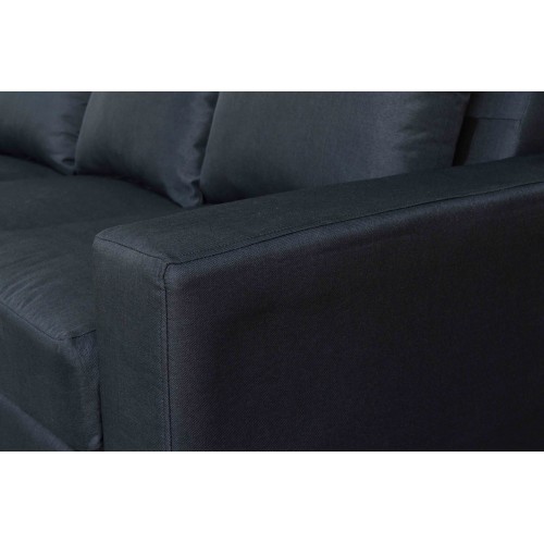 Karin 3-Seater Fabric Sofa with Stool (Black)