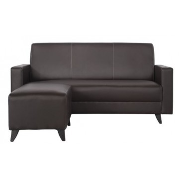 Zoey Faux Leather Sofa 3-Seater + Stool