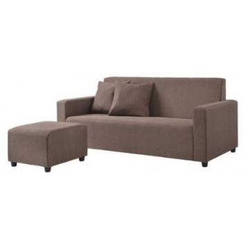 Stella Fabric 3 Seater Sofa + Stool (Brown)