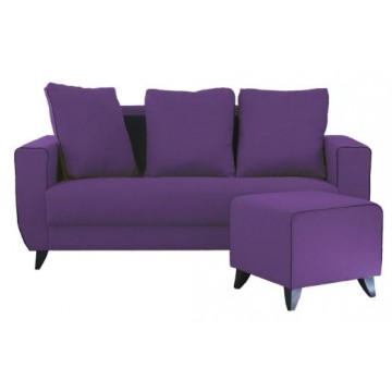 Diana 3 Seater Fabric Sofa with Stool  (Purple)