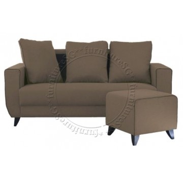 Diana Fabric Sofa with Stool (Brown)