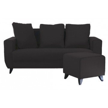 Diana 3 Seater Fabric Sofa with Stool (Black)