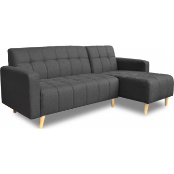 Donna 3 Seater L-Shape Fabric Sofa (Dark Grey)