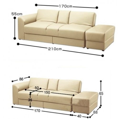 Jacob 3 Seater Faux Leather Storage Sofa (Brown)