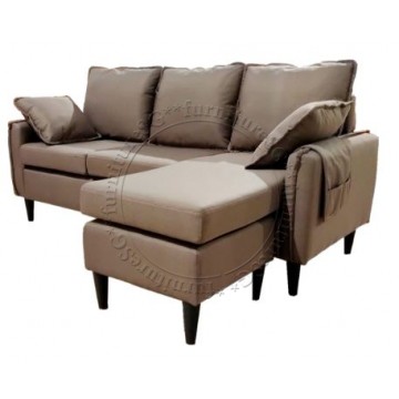 Capella 3-Seater Fabric Sofa with Stool (Brown)