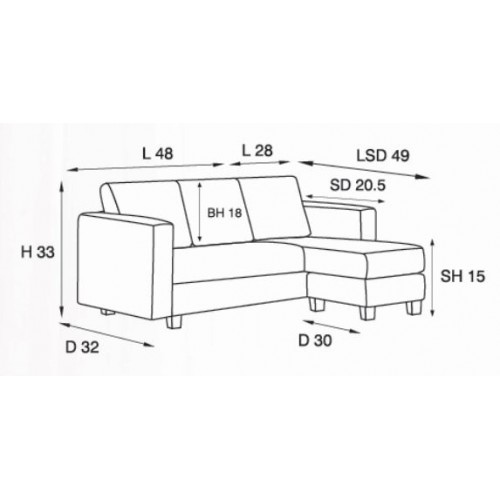 Nashville 3 Seater L-Shaped Fabric Sofa