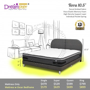 Dreamster Terra 10.5" Pocketed Spring Mattress | Free Gift