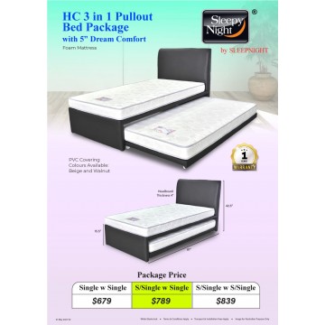 Sleepy Night HC 3 in 1 Pullout Bed Package (With 5 inch Dream Comfort Mattress)