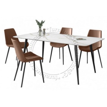 Venice Dining Set (Table + 4 Chairs) - Brown