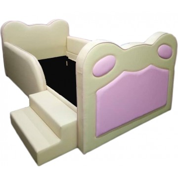 Children Bed - Pink Bear with steps