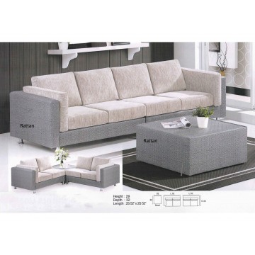 4 Seater L-Shaped Sofa with Stool Fabric FSF1010