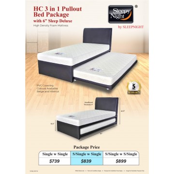 Sleepy Night HC 3 in 1 Pullout Bed Package (With 6 inch Sleep Deluxe Mattress)