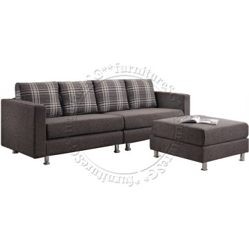 4 Seater L-Shaped Fabric Sofa with Stool FSF1036