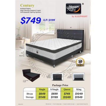 Sleepy Night Century Spring Mattress & Divan/Storage Bed Promotion