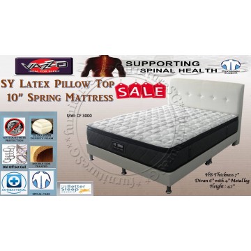 Pure Latex Pillow Top Pocketed Spring Mattress with Bedframe