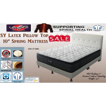 Pure Latex Pillow Top Pocketed Spring Mattress with Bedframe