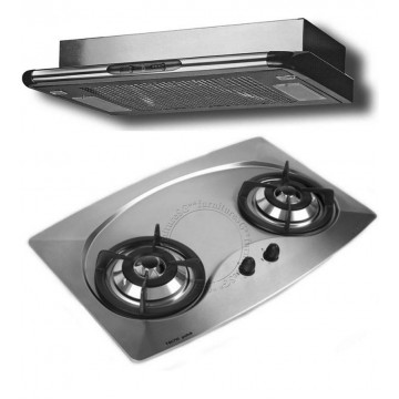 Tecno 70cm Built-In Hob With Safety Valves (Mini 2SV) + Tecno 60 cm slim line cookerhood (TB-68)