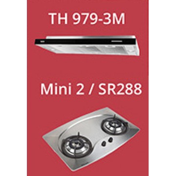 TECNO 90cm slim hood with revolutionary 3 motor design (TH 979-3M) + Tecno 70cm Built-In Hob (Mini 2)