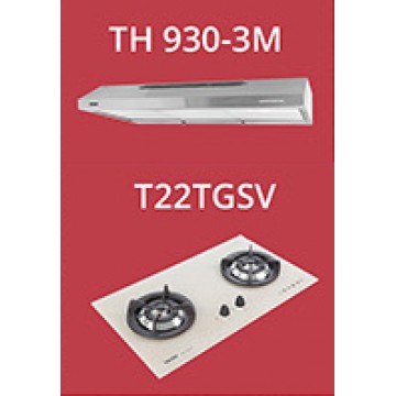 Tecno 90cm slim hood with revolutionary 3 motor design (TH930-3M) + Tecno 90cm slim hood with revolutionary 3 motor design (TH930-3M) + Tecno 70cm Tempered Glass Hob With Safety Valve (T22TGSV)