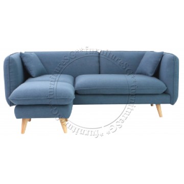Tiara Fabric Sofa with Foot Stool (Blue)