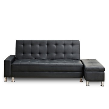 Lisbon 3 Seater Faux Leather Storage Sofa (Black)
