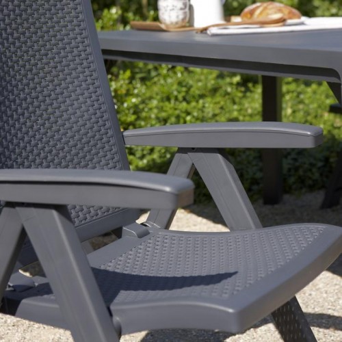 Allibert - Montreal Folding Recline Garden Chair Graphite